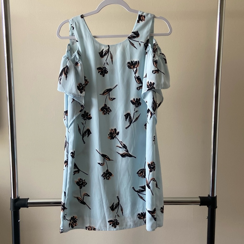 Light blue floral off the shoulder dress